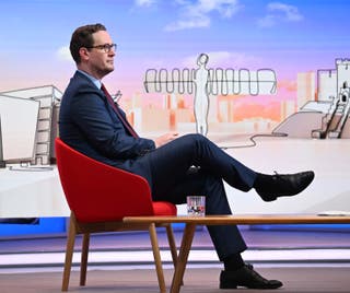 For use in UK, Ireland or Benelux countries only BBC handout photo of Chancellor of the Duchy of Lancaster and Chief Secretary to the Prime Minister Darren Jones appearing on the BBC 1 current affairs programme, Sunday With Laura Kuenssberg